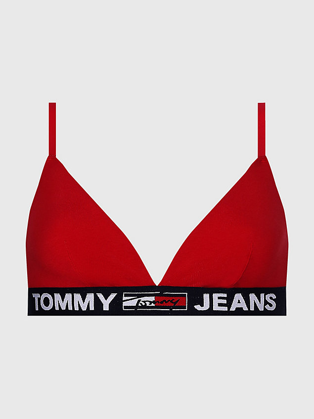 red triangel-bh mit logo-unterbrustband für damen - tommy jeans