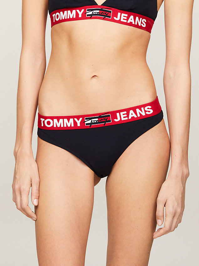 blue contrast waistband briefs for women tommy jeans