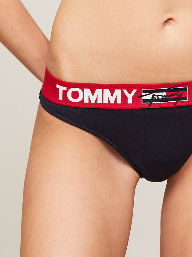 blue logo waistband thong for women tommy jeans