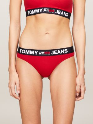 Contrast Waistband Logo Thong | RED 