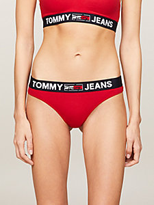 rot string mit logo-taillenbund für damen - tommy jeans