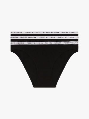 zwart set van 3 slips met logotaille voor dames - tommy hilfiger