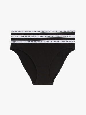 black 3er-pack slips mit logomuster für damen - tommy hilfiger