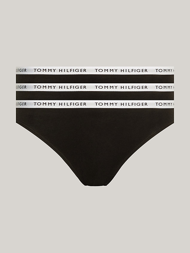 black set van 3 slips met logotaille voor dames - tommy hilfiger