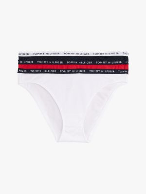 white 3er-pack slips mit logomuster für damen - tommy hilfiger