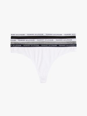 3-Pack Logo Waistband Thongs, Brown