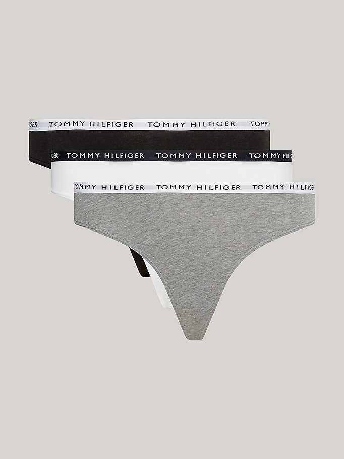 brown 3-pack recycled cotton thongs for women tommy hilfiger