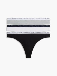 3-Pack Logo Waistband Thongs — Brown 1