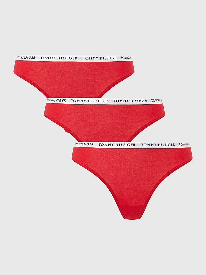 red 3-pack recycled cotton thongs for women tommy hilfiger