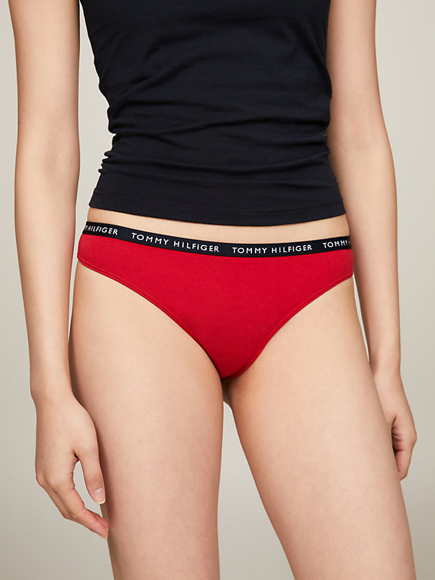white 3-pack logo waistband thongs for women tommy hilfiger