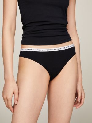 white 3-pack logo waistband thongs for women tommy hilfiger