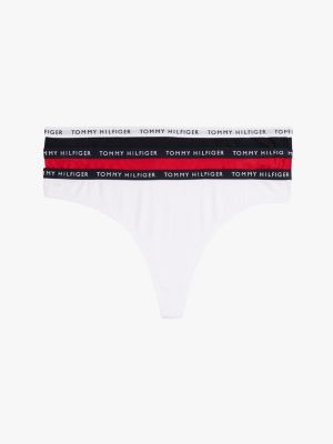 white 3-pack logo waistband thongs for women tommy hilfiger