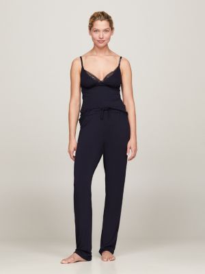 blue lounge-hose mit flag-stickerei und tunnelzug für damen - tommy hilfiger