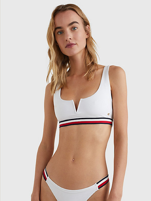 white signature tape underband v-cut bikini bralette for women tommy hilfiger