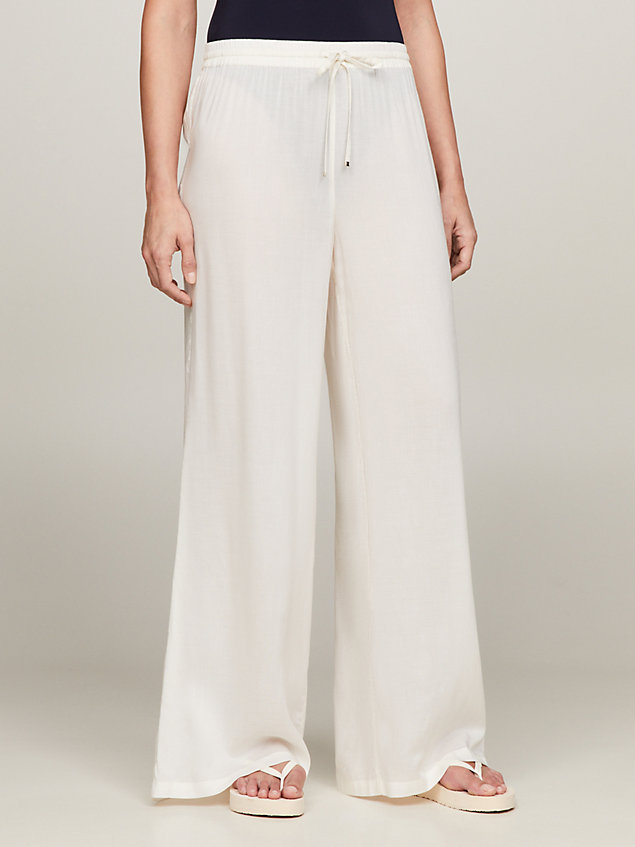 white th essential wide leg cover up swim trousers for women tommy hilfiger