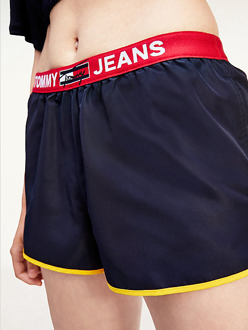 blue contrast waistband shorts for women tommy jeans
