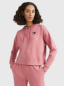 pink tommy 85 relaxed fit lounge hoody for women tommy hilfiger