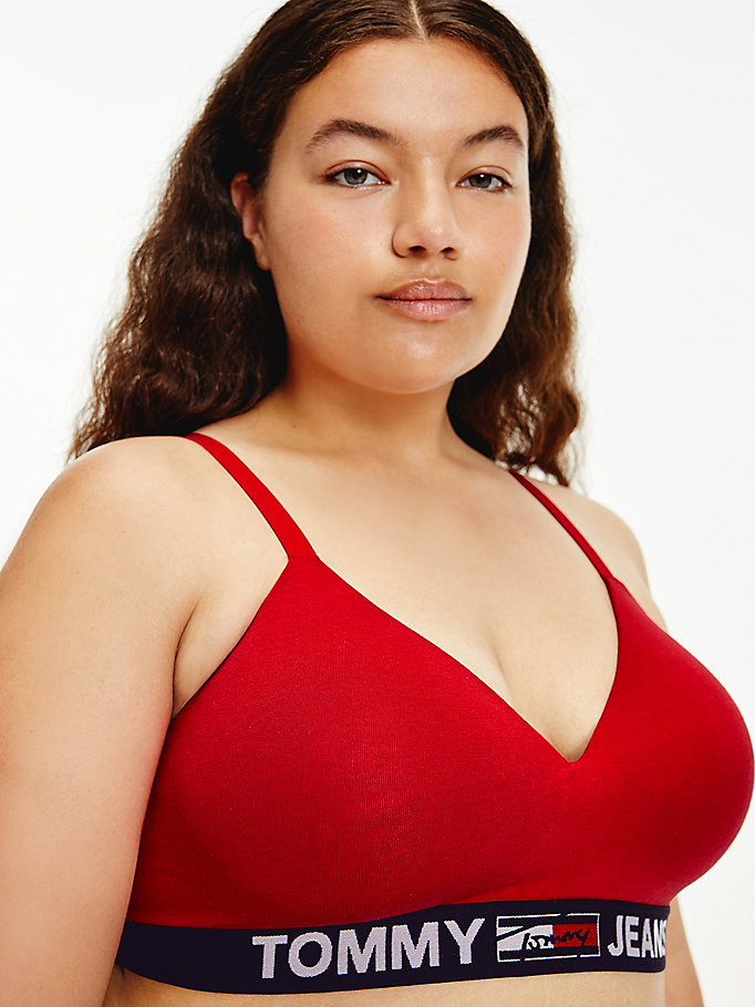 red curve lightly padded logo bralette for women tommy jeans