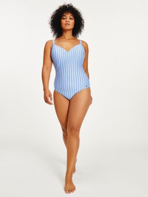 Curve Stripe Structured One Piece Swimsuit White Tommy Hilfiger