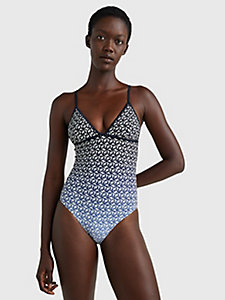 red hilfiger print one-piece swimsuit for women tommy hilfiger