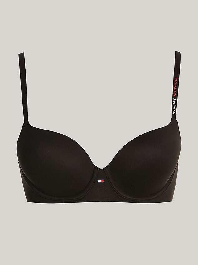 black ultra soft demi-cup bra for women tommy hilfiger
