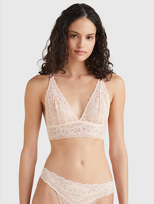 pink prairie lace triangle bralette for women tommy jeans