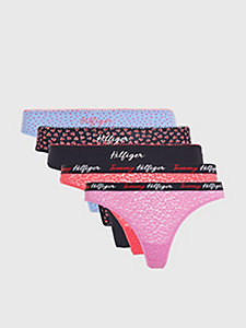 beige 5-pack mixed thongs for women tommy hilfiger