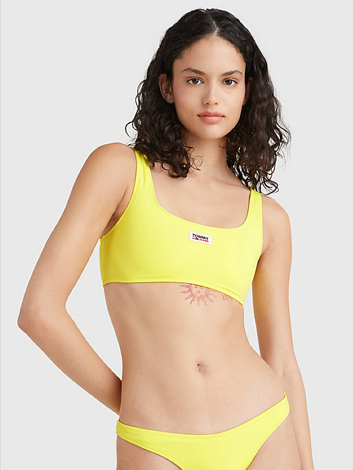 parte superior de bikini de estilo bralette amarillo de mujer tommy jeans