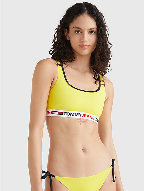 parte superior de bikini bralette cut-out amarillo de mujer tommy jeans