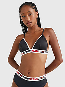 schwarz bikinioberteil mit fixierten triangel-cups für damen - tommy jeans