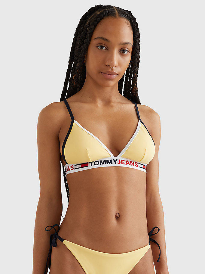 geel triangel-bikinitop met vaste cups voor women - tommy jeans