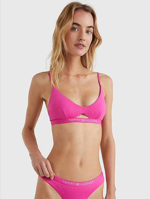 rosa bralette-bikinioberteil mit logo für damen - tommy hilfiger