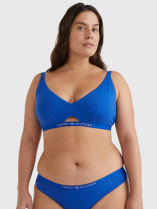 parte superior de bikini curve con logo azul de mujer tommy hilfiger