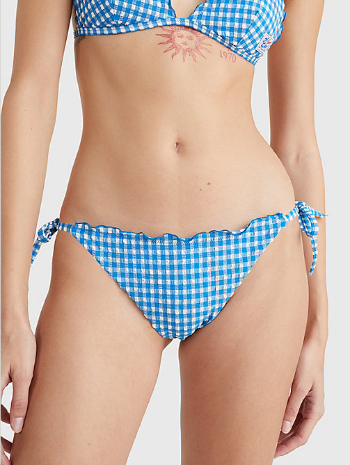 blue gingham side tie cheeky bikini bottoms for women tommy hilfiger
