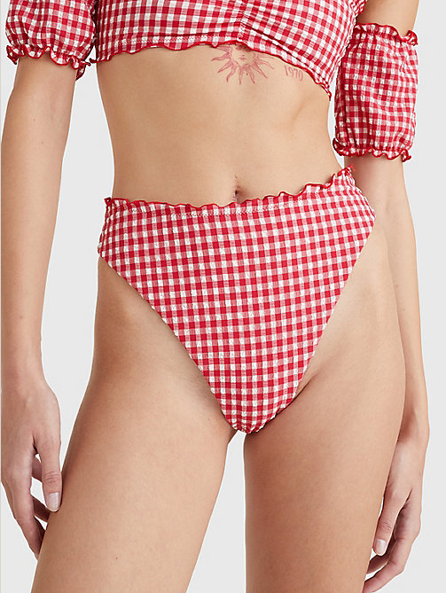 rot cheeky fit bikinihose mit vichy-karo für damen - tommy hilfiger