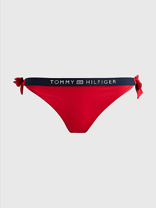 rood cheeky fit bikinibroekje met logotailleband voor dames - tommy hilfiger