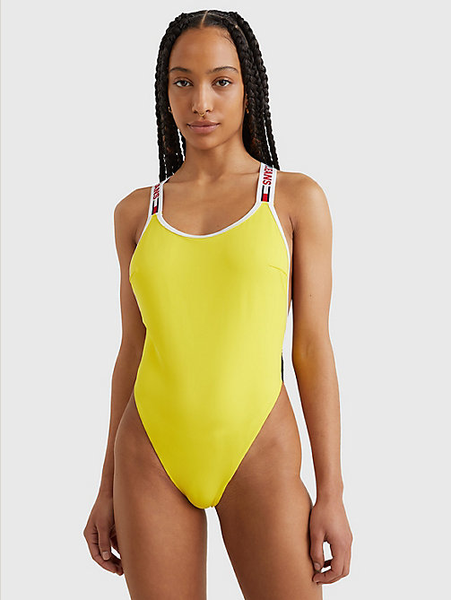 yellow brazilian one piece swimsuit for women tommy jeans