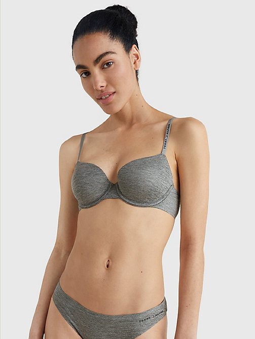 grey th comfort spacer demi cup underwired bra for women tommy hilfiger