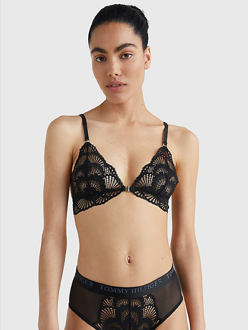 black shell lace triangle bra for women tommy hilfiger
