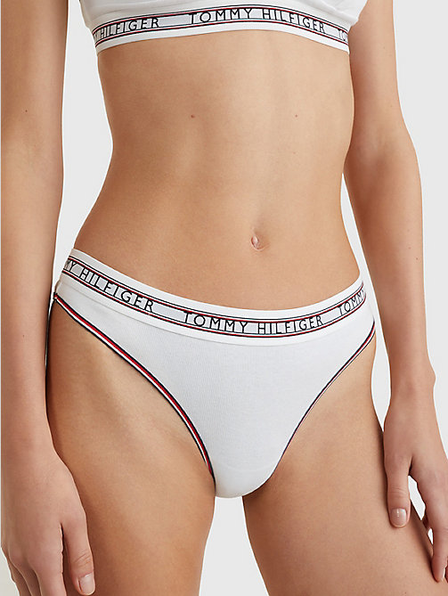 white signature tape waistband thong for women tommy hilfiger