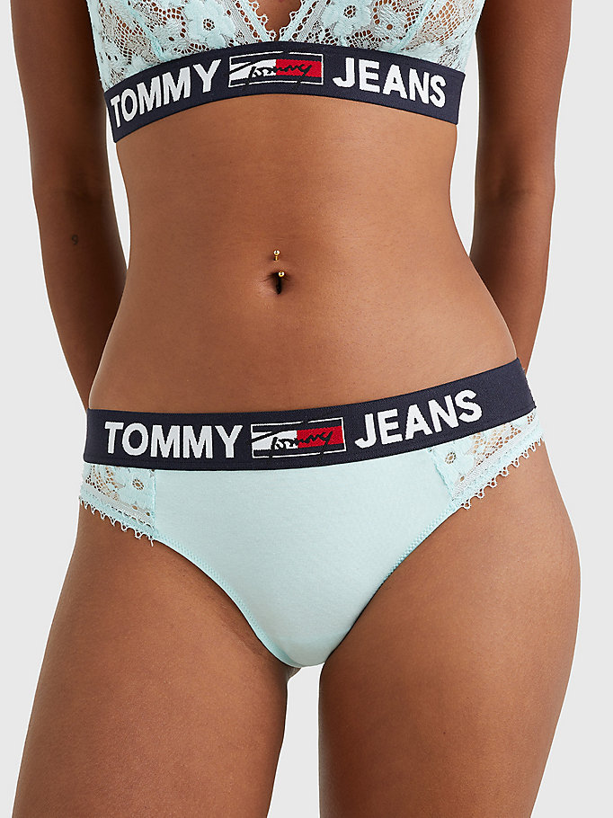 blauw kanten slip voor dames - tommy jeans