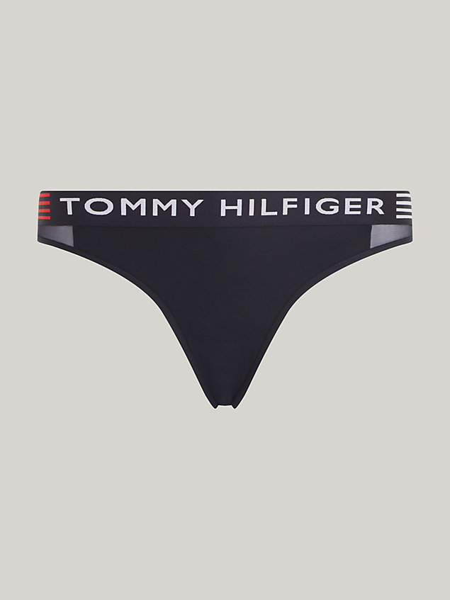 blue th stretch colour-blocked thong for women tommy hilfiger