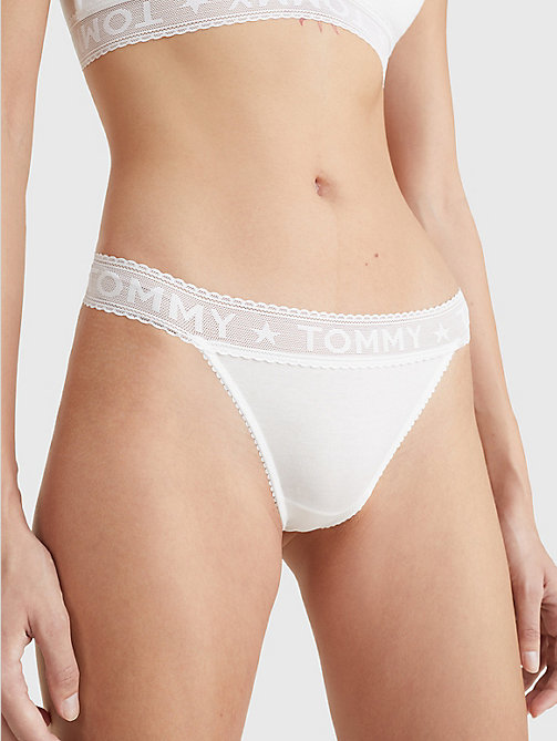 white sheer logo waistband thong for women tommy jeans