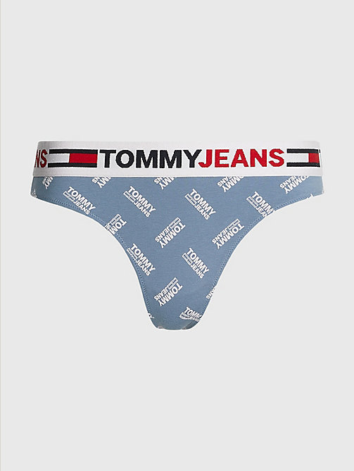 beige logo waistband print thong for women tommy jeans