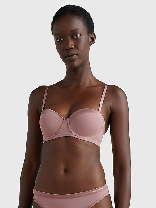 pink satin trim strapless bra for women tommy hilfiger