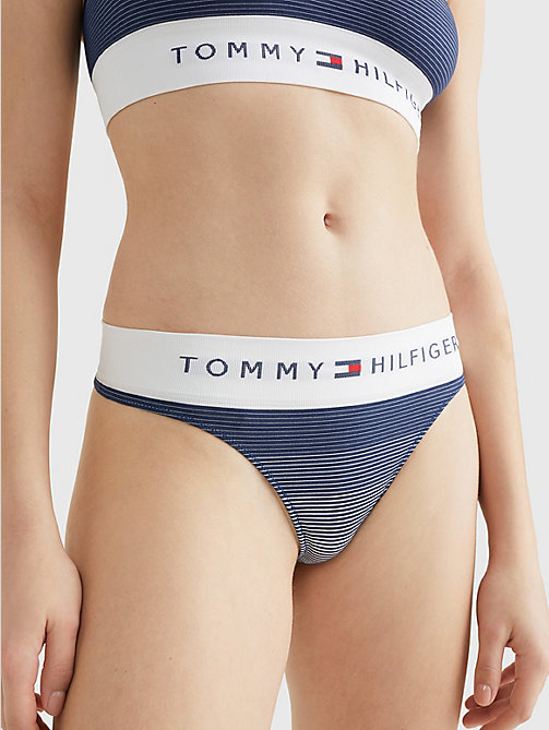 blue seamless logo waistband thong for women tommy hilfiger