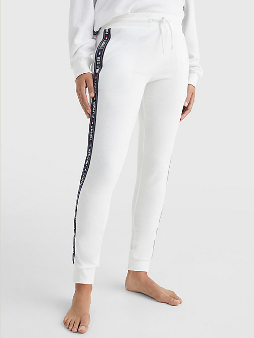 white towelling logo tape joggers for women tommy jeans