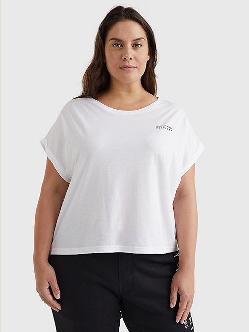 white curve th stretch logo t-shirt for women tommy hilfiger