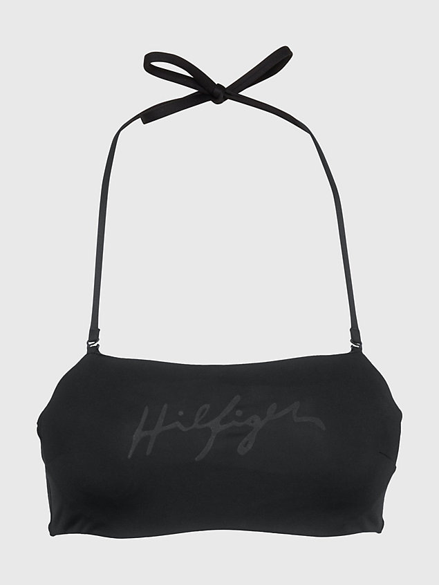 top bikini a fascia con logo firma black da donna tommy hilfiger