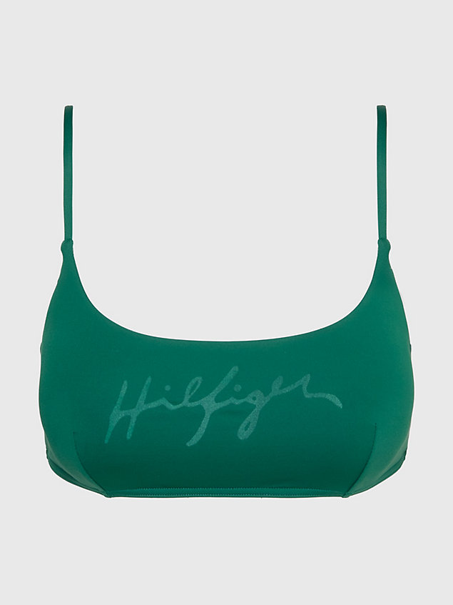 green hilfiger logo bralette-bikinitop voor dames - tommy hilfiger